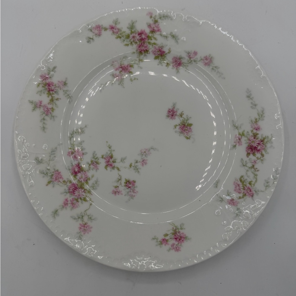 Haviland & Co Limoges France 8.75" Pink Floral Spring Scalloped Edge Lunch Plate